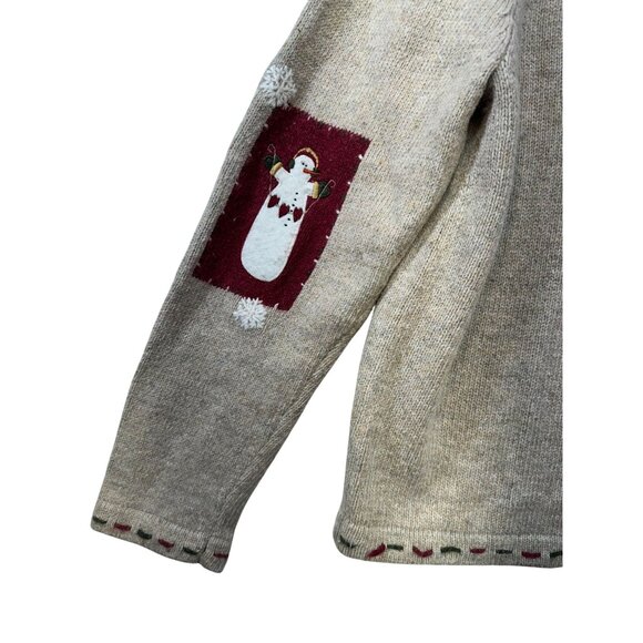 Croft & Barrow Snowman & Heart Patches Cardigan Sweater Petite PL Beige - Picture 15 of 15